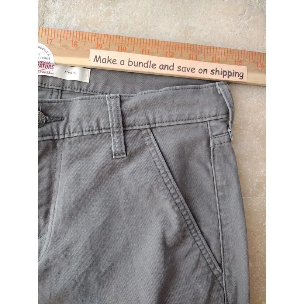 Levi's Jeans Men's 29WX30L Gray Twill‎ Athletic Zip Pocket Stretch Streight Leg